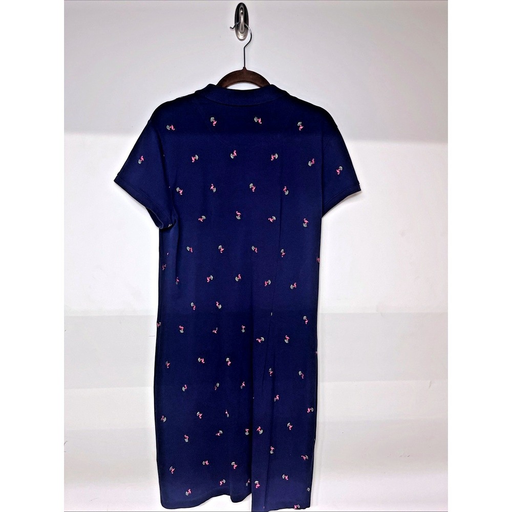 Talbots Polo Dress Womens L Blue Flamingo Embroidered AOP All Over Buttons - Picture 6 of 8